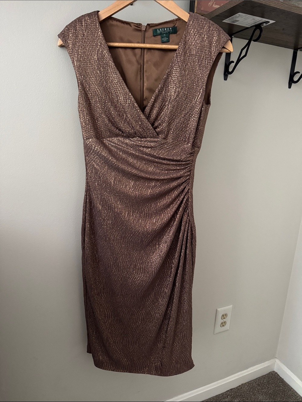 Lauren Ralph Lauren Bronze Metallic Midi Dress